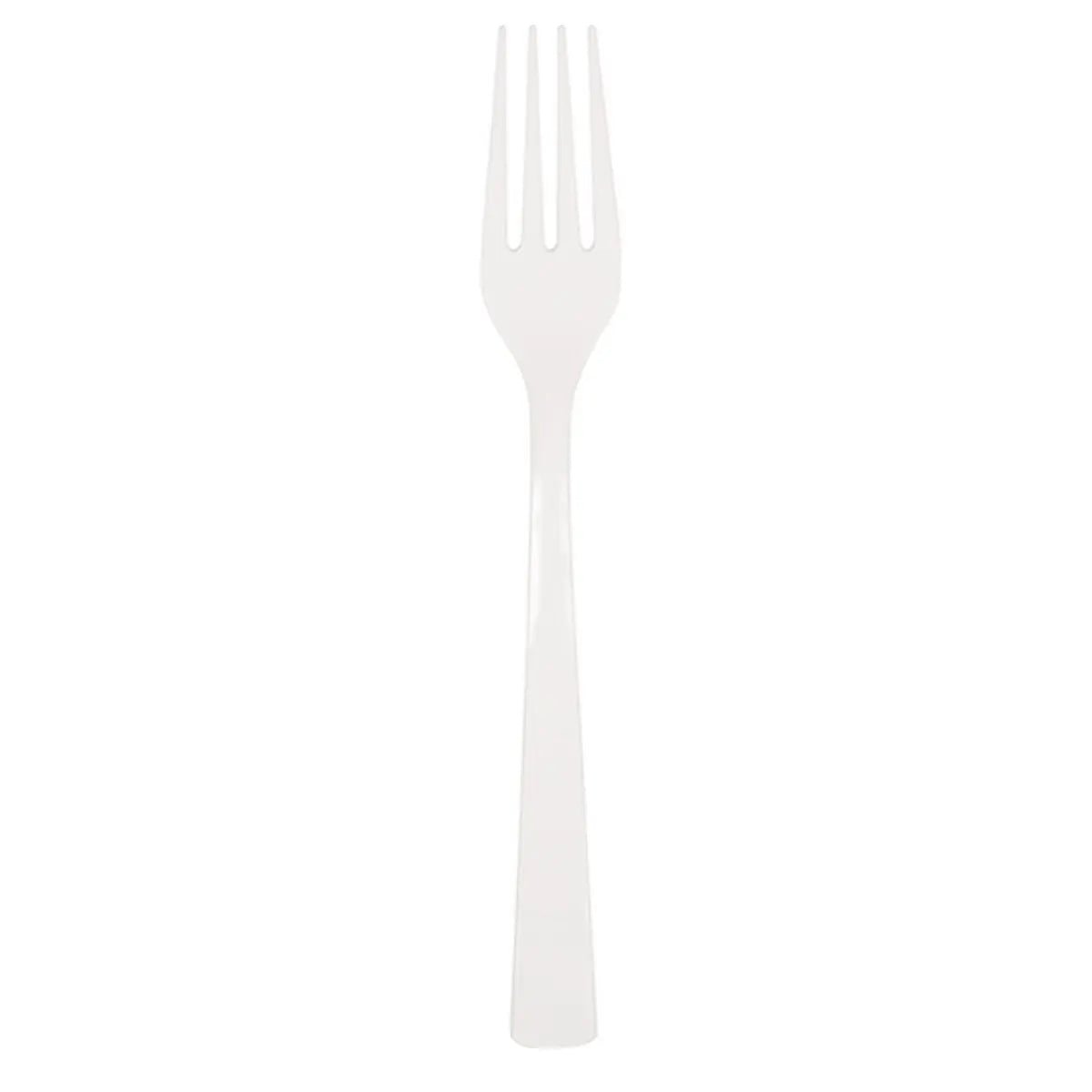 White Solid Colour Plastic Forks 18pk Reusable - Party Owls