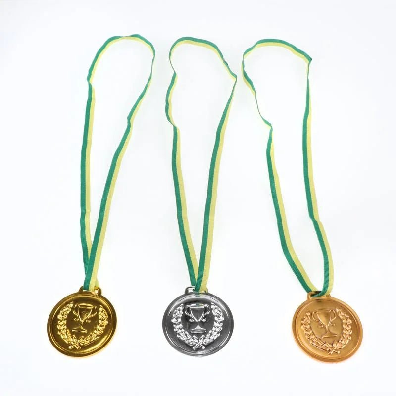 Winner Medals With Ribbon 3pcs Gold Silver Bronze - Party Owls