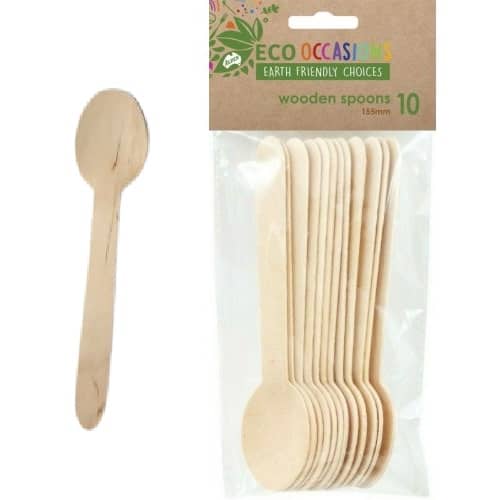 Wooden Spoons 155mm 10pk Cutlery Pack - Party Owls