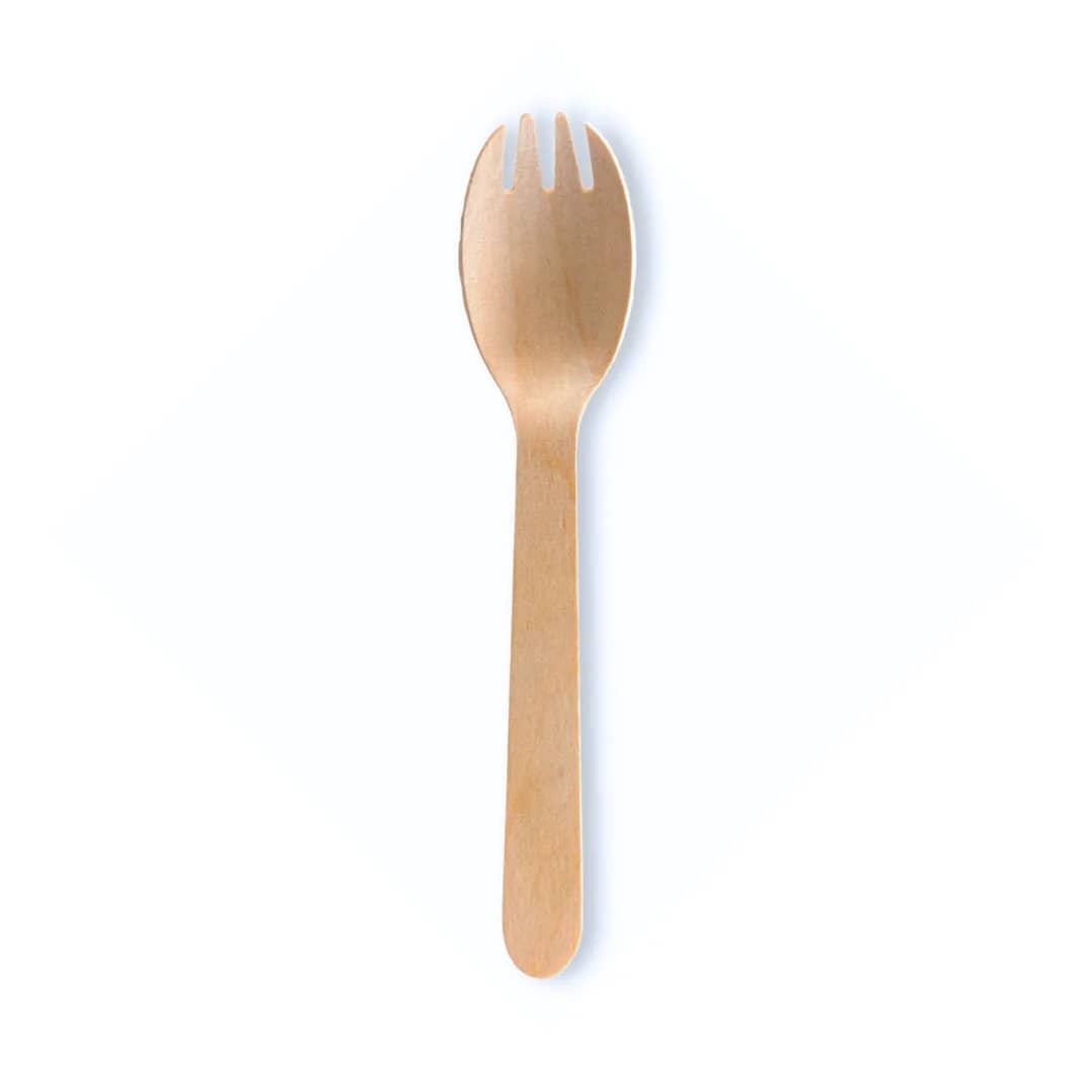 Wooden Sporks 140mm 10pk Cutlery Pack - Party Owls