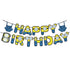 Yellow Cartoon Figure Paper Bunting Flags 15pcs - Happy Birthday - Party Owls