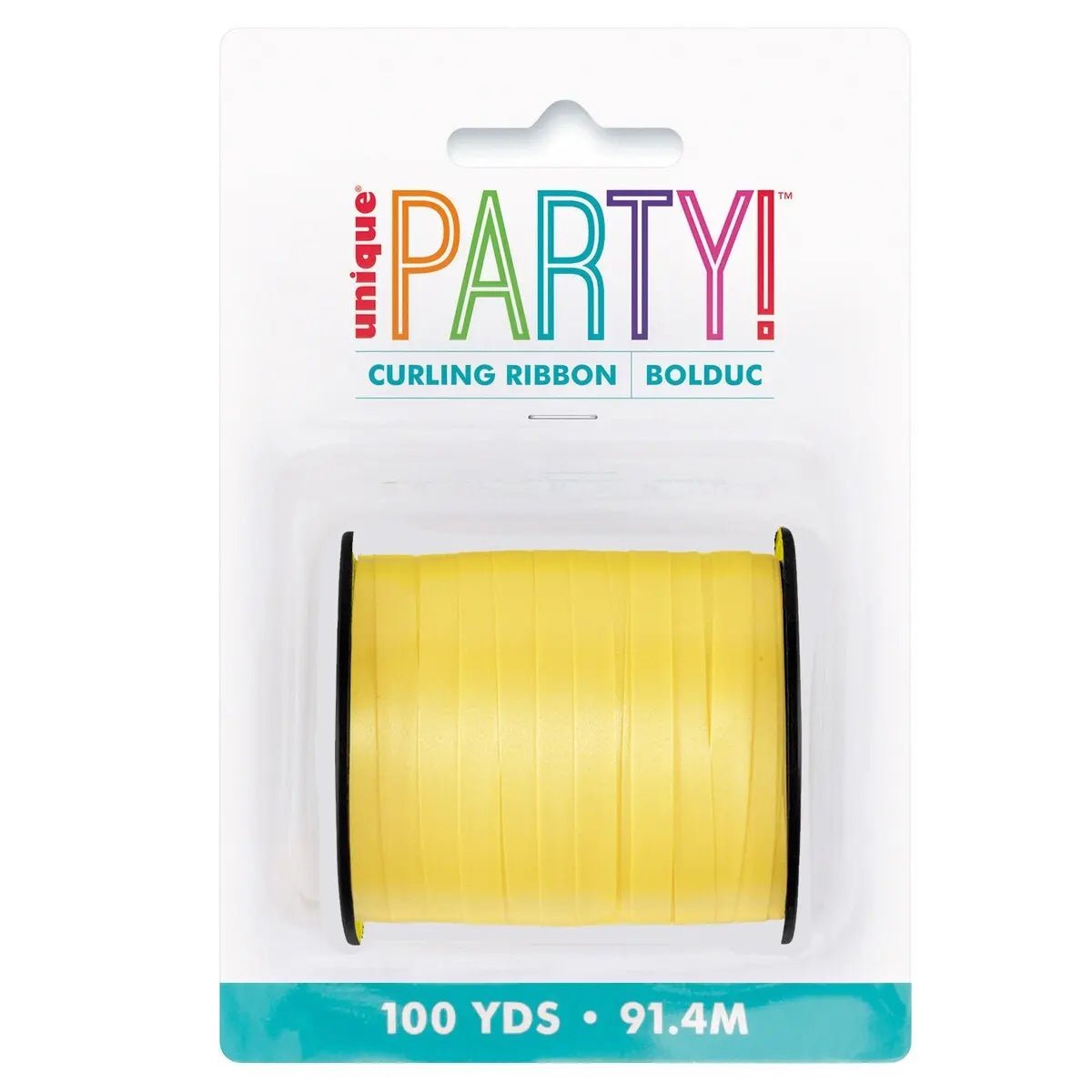 Yellow Curly Ribbon Yellow Curling Ribbon 91.4m (100yds) - Party Owls