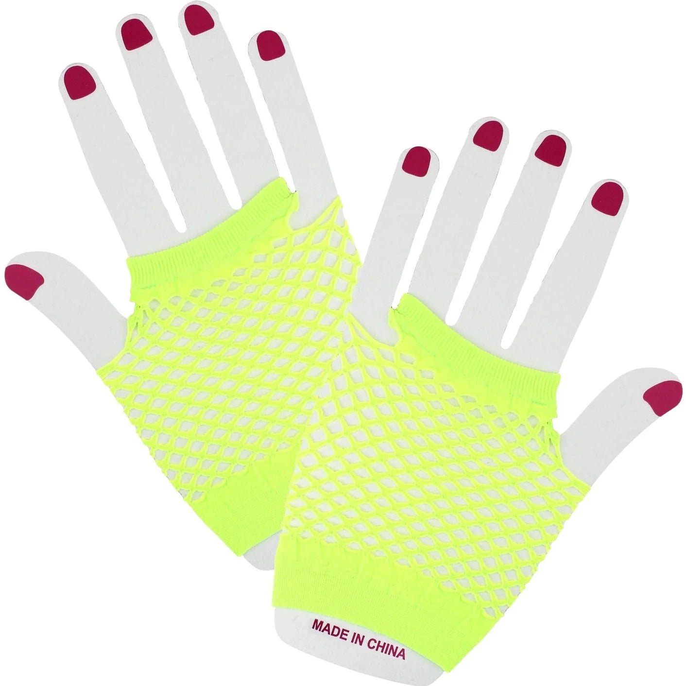 Yellow Short Fingerless Fishnet Gloves - Party Owls