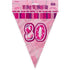 Glitz Pink And Silver 80th Birthday Bunting Flag Banner 3.6M (12') 55357 - Party Owls