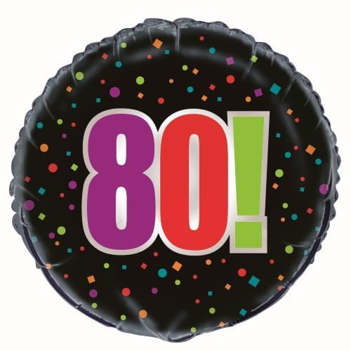 80th Birthday Cheer Black Foil Balloon 45cm (18") 45828 - Party Owls