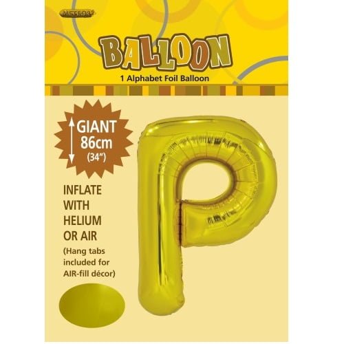 Gold Letter P Giant Jumbo Alphabet Foil Balloon 86CM (34") 43175 - Party Owls