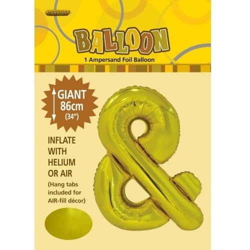 86CM (34") Gold Sign & Giant Jumbo Alphabet Helium Foil Balloon 43186 - Party Owls