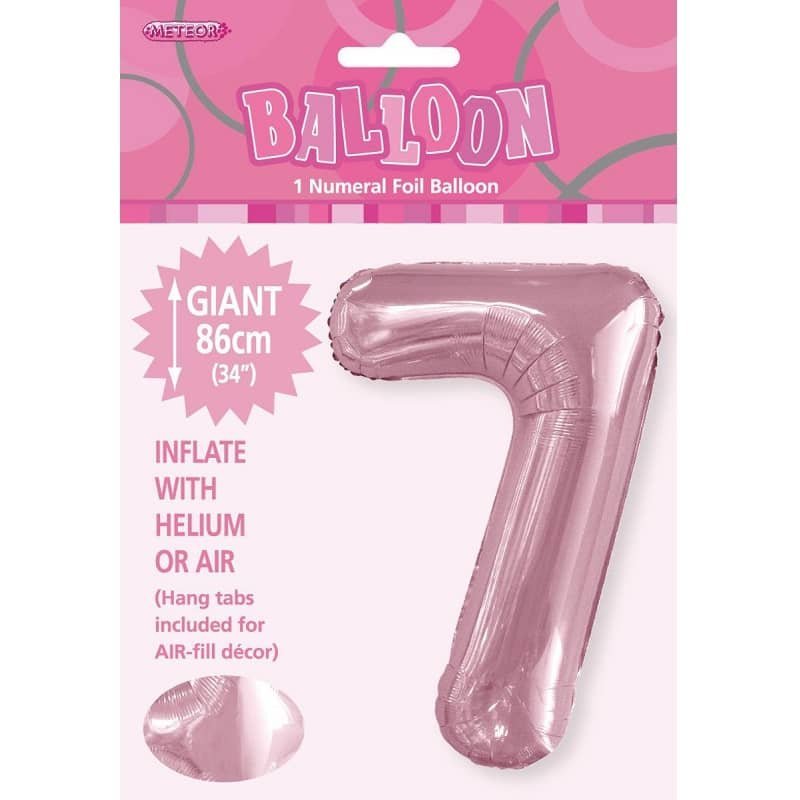 Lovely Pink Number "7" Giant Numeral Foil Balloon 86CM (34") 50657 - Party Owls