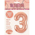 Rose Gold Number 3 Giant Numeral Foil Balloon 86CM (34") 50643 - Party Owls