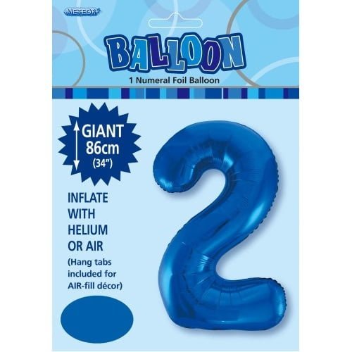 Royal Blue Number 2 Giant Numeral Foil Balloon 86CM (34") 48332 - Party Owls