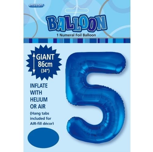 Royal Blue Number 5 Giant Numeral Foil Balloon 86CM (34") 48335 - Party Owls