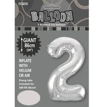 Silver Number 2 Giant Numeral Foil Balloon 86CM (34