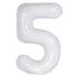 White Number 5 Giant Numeral Foil Balloon 86CM (34") 50675 - Party Owls