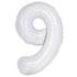 White Number 9 Giant Numeral Foil Balloon 86CM (34") 50679 - Party Owls