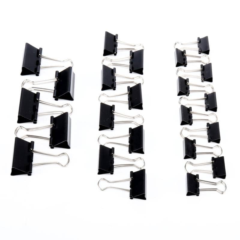 Black Fold Back Clips 23pcs (3 Assorted Sizes) - Party Owls