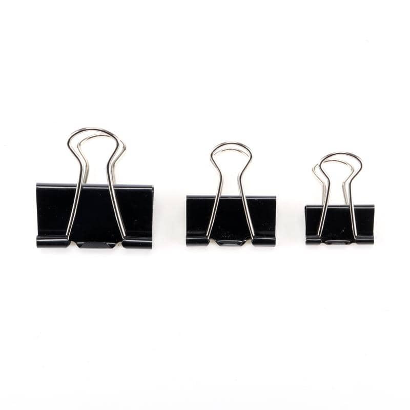Black Fold Back Clips 23pcs (3 Assorted Sizes) - Party Owls