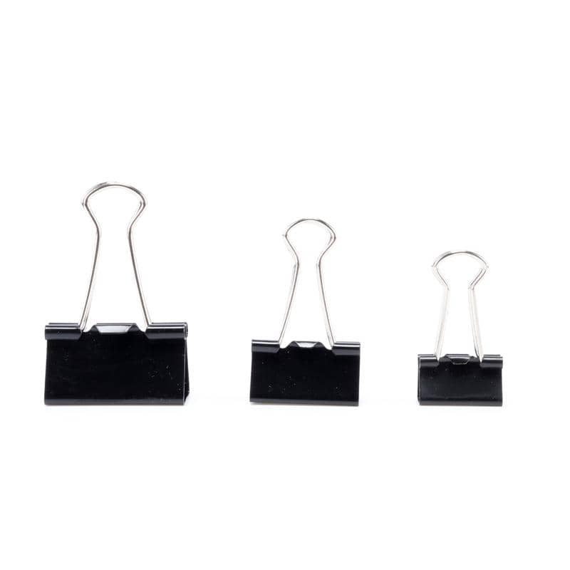 Black Fold Back Clips 23pcs (3 Assorted Sizes) - Party Owls