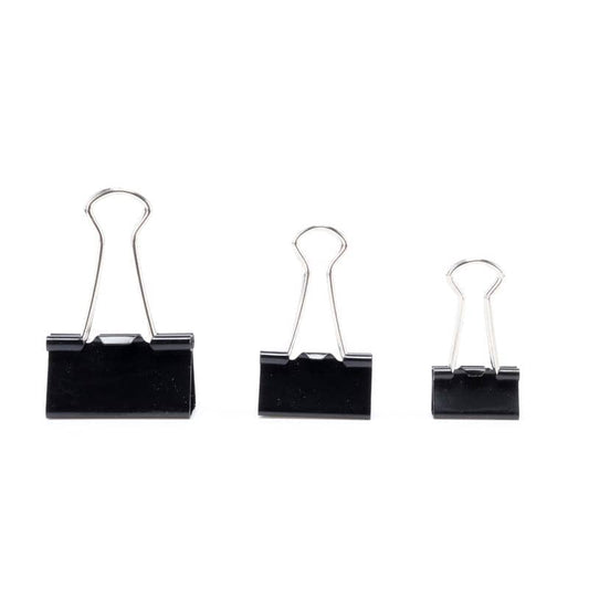 Black Fold Back Clips 23pcs (3 Assorted Sizes) - Party Owls