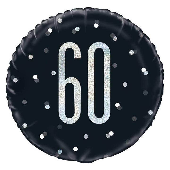 Black & Silver 60th Birthday Foil Prismatic Balloon 45CM (18