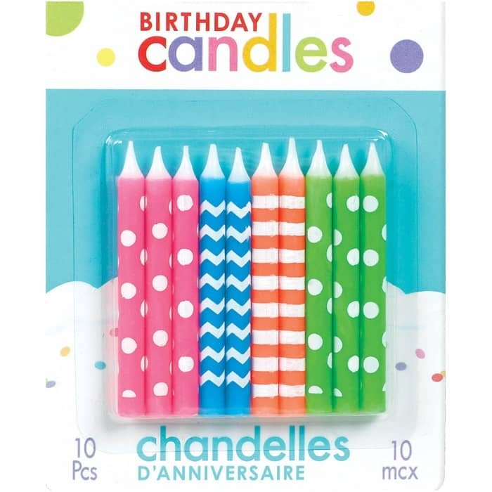 Neon Assorted Birthday Candles 10pk 170003 - Party Owls