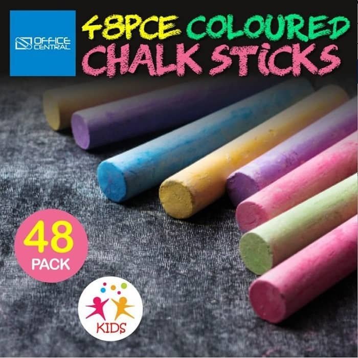 Chalk Sticks 48pk 6 Assorted Colours 196975 - Party Owls