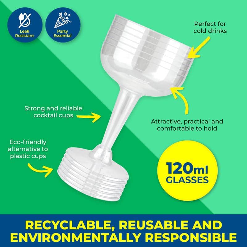Clear Plastic Cocktail Glasses 120ml 15pk Drinkware - Party Owls