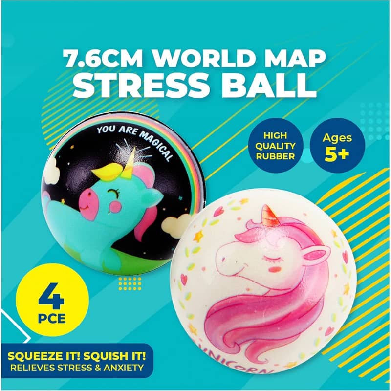 Cute Unicorn Stress Relief Balls 7.6CM 4pk - Party Owls