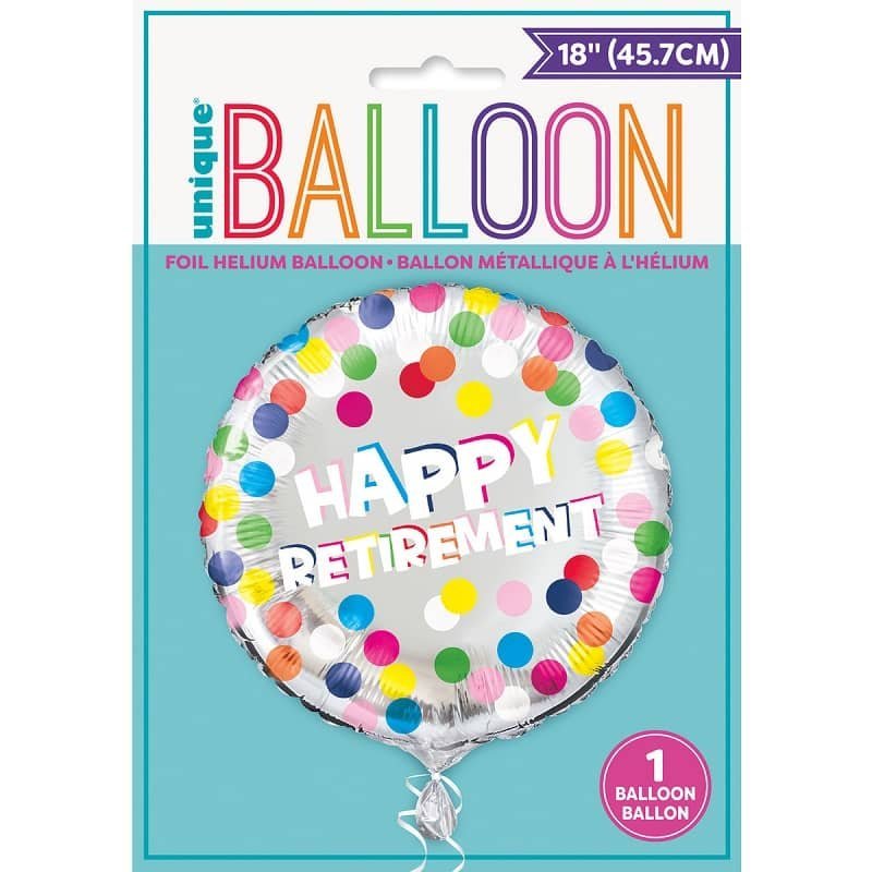 Happy Retirement Foil Colourful Dots Balloon 45cm (18") 53751 - Party Owls