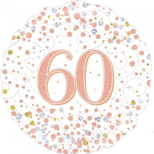 Rose Gold 60th Birthday Foil Prismatic Balloon 45cm (18") 210427 - Party Owls
