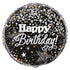 Glittering Black Silver Gold Happy Birthday Foil Balloon 45cm (18") 58287 - Party Owls