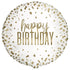 Happy Birthday White Gold Confetti Foil Balloon 45CM (18") 78447 - Party Owls
