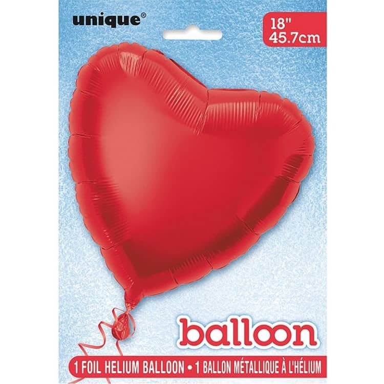 Ruby Red Heart Shape Foil Balloon 45cm (18") 52953 - Party Owls