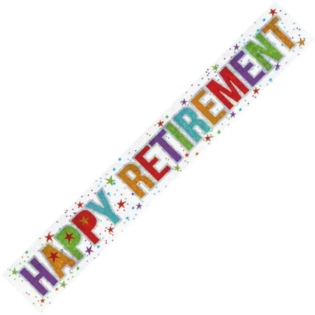 Happy Retirement  Prismatic Foil Banner 2.7M 9900051 - Party Owls