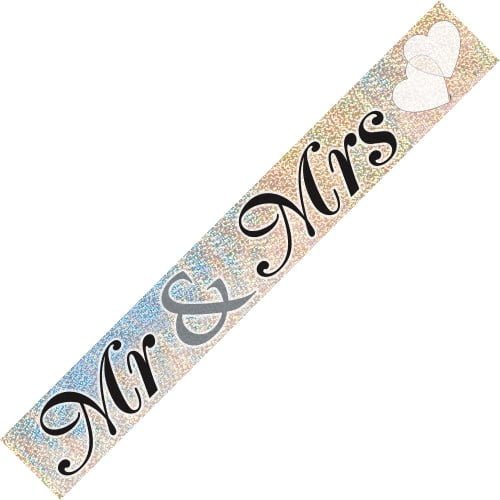 Mr & Mrs Prismatic Foil Banner 3.6M Wedding Engagement  10871 - Party Owls