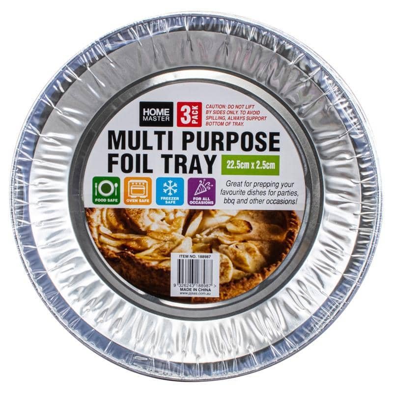 Silver Aluminium Round Foil Trays 20.5cm x 2.5cm 3pk 188987 - Party Owls
