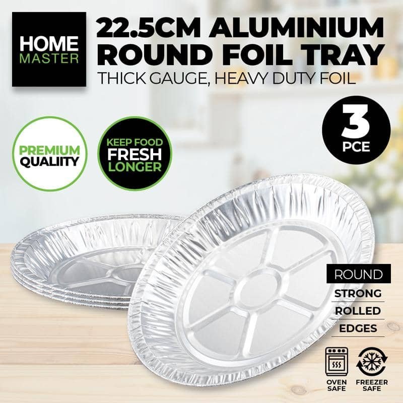 Silver Aluminium Round Foil Trays 20.5cm x 2.5cm 3pk 188987 - Party Owls