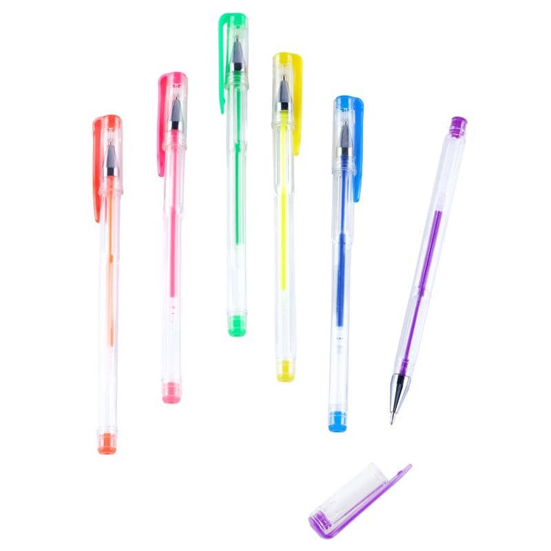 Gel Pens 0.8mm 6pk Assorted Fluro Ink Colours - Party Owls