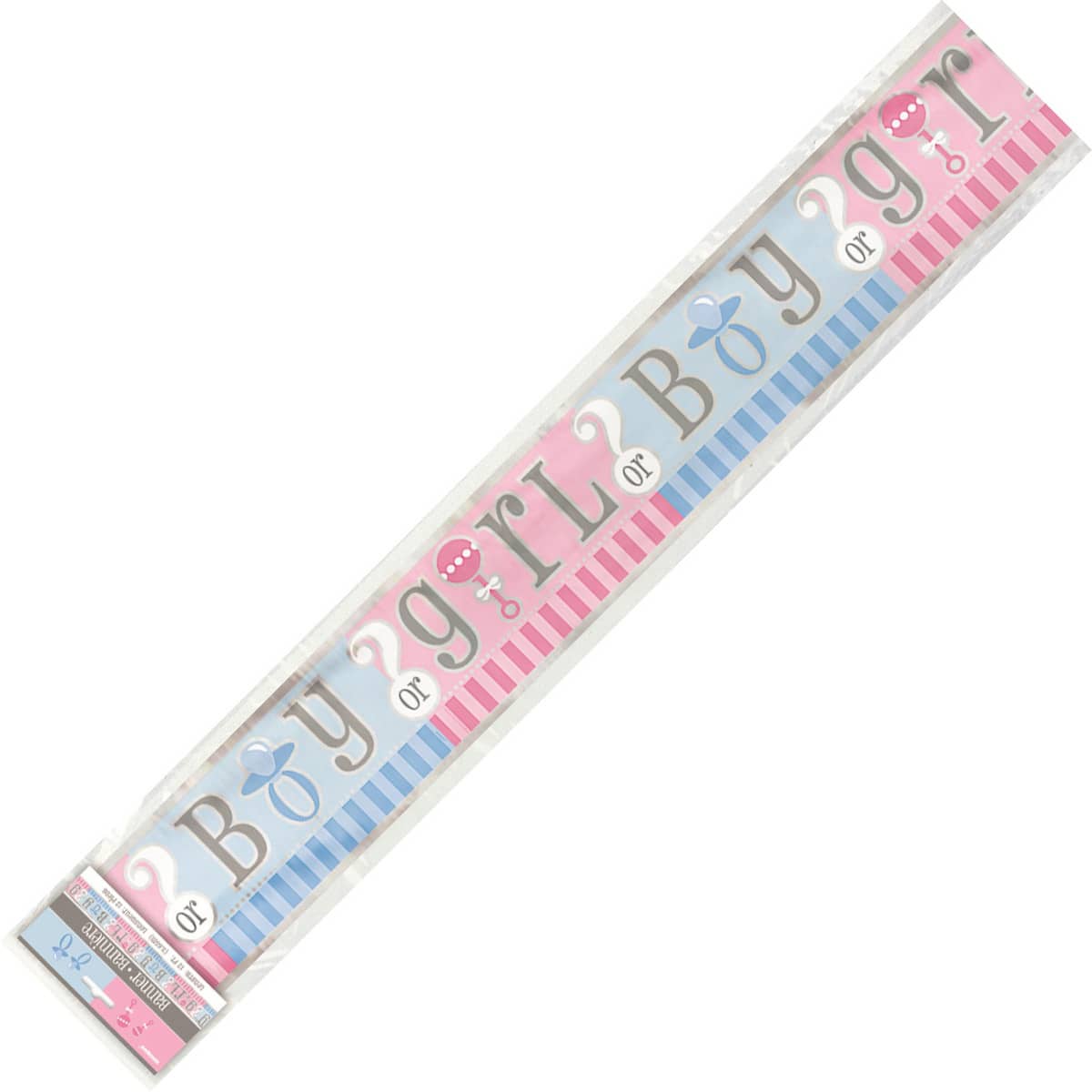 Gender Reveal "Boy Or Girl" Foil Banner 3.6M (12') Decorations - Party Owls
