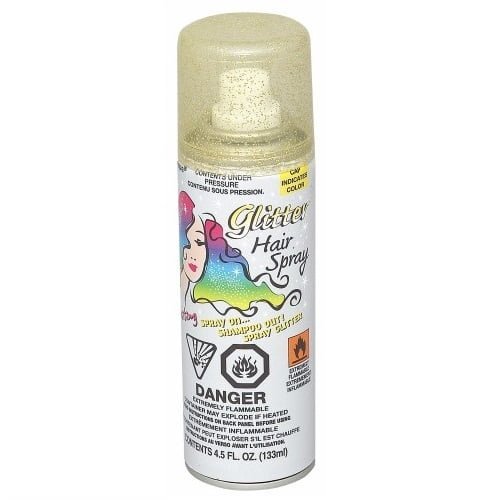 Gold Glitter Hair Spray 133ML Temporary Coloured Hairspray - Party Owls
