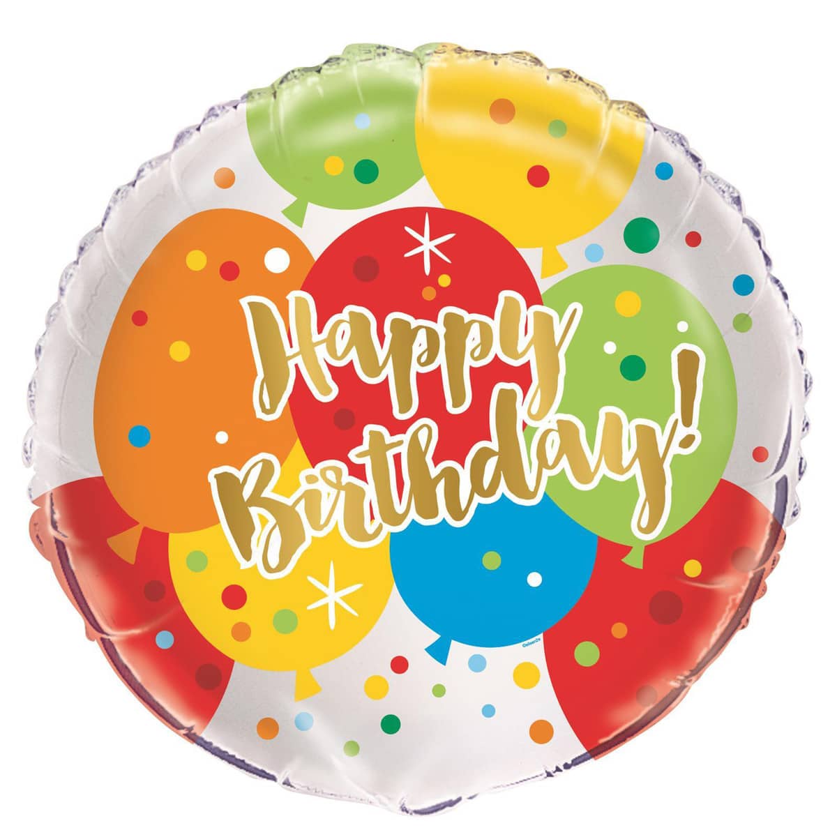 Glitzy Gold Happy Birthday Foil Balloon 45CM (18") - Party Owls
