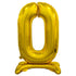 Gold "0" Giant Standing Numeral Foil Balloon 76CM (30") Air Filled - Party Owls