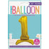 Gold "1" Giant Standing Numeral Foil Balloon 76cm (30") Air Filled Only 13231 - Party Owls