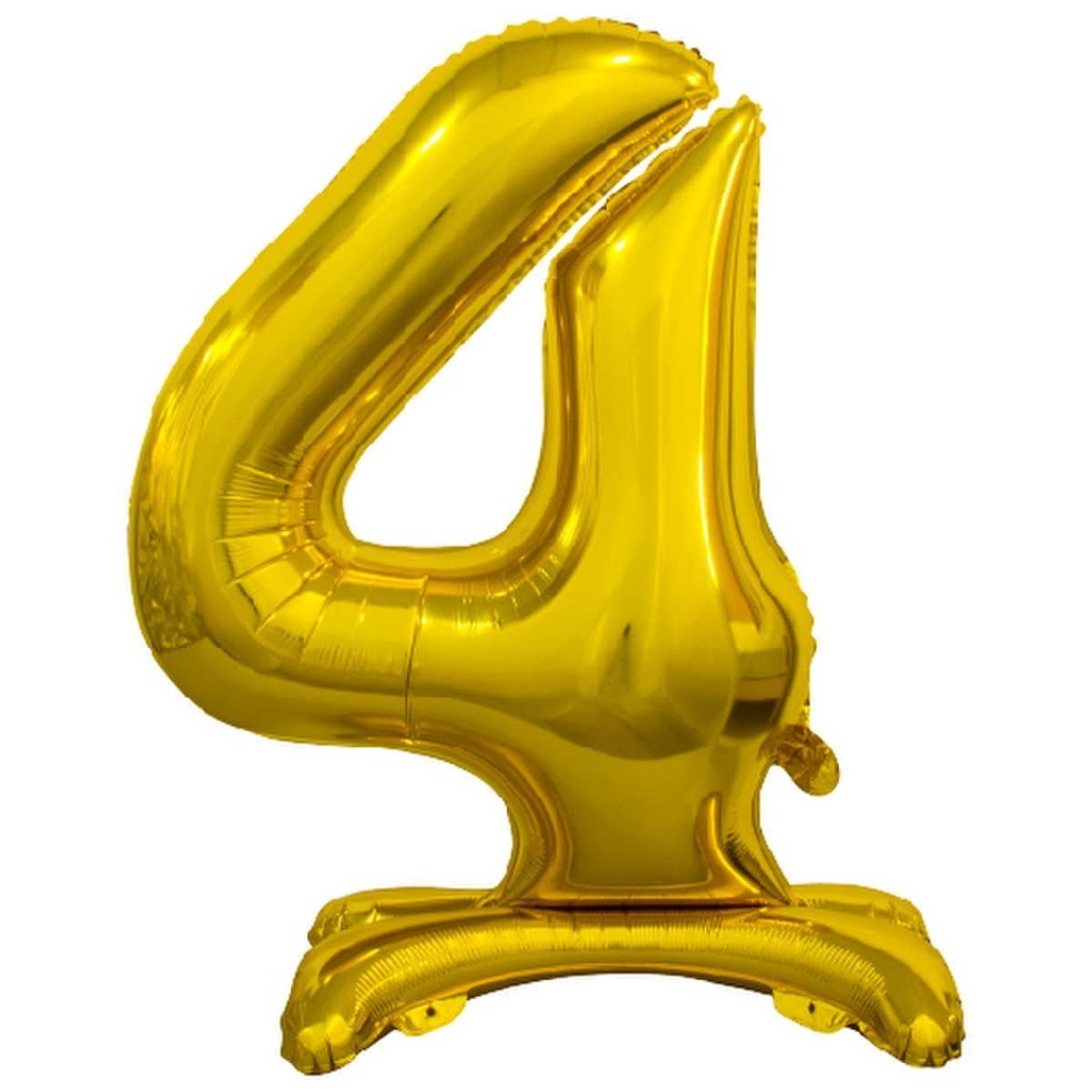 Gold "4" Giant Standing Numeral Foil Balloon 76cm (30") Air Filled Only 13234 - Party Owls