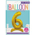 Gold "6" Giant Standing Numeral Foil Balloon 76cm (30") Air Filled Only 13236 - Party Owls