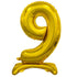 Gold "9" Giant Standing Numeral Foil Balloon 76cm (30") Air Filled Only 13239 - Party Owls