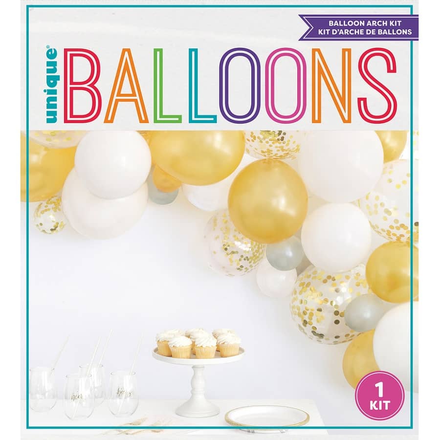 Gold Silver White Clear Confetti Balloon Garland Arch Kit 40PCS - Party Owls