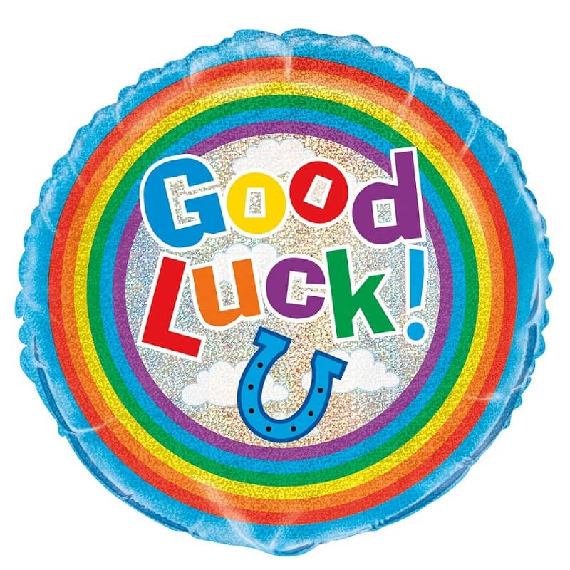 Good Luck Rainbow Foil Prismatic Balloon 45CM (18") - Party Owls