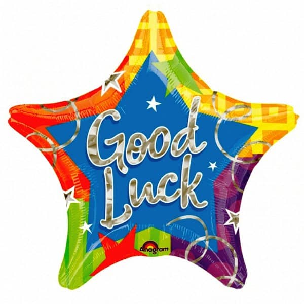 Good Luck Star Shape Foil Balloon 48CM (19") Rainbow - Party Owls