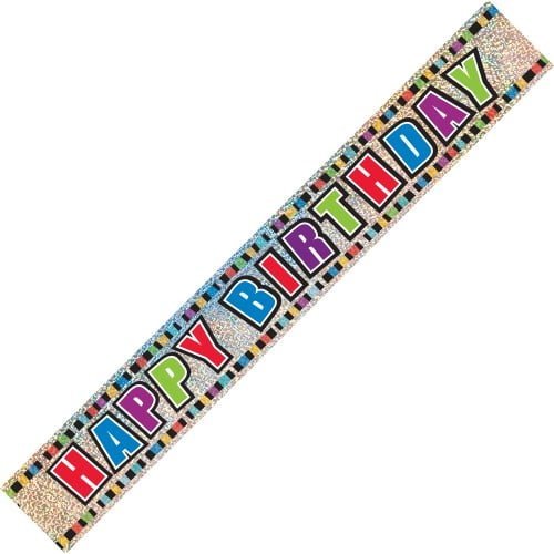 Happy Birthday Prismatic Foil Banner 3.6m 10865 - Party Owls