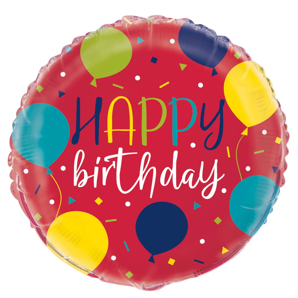Happy Birthday Red Multi-colour Foil Balloon 45CM (18") - Party Owls